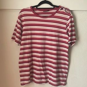 Conwell distressed red striped short sleeve tee